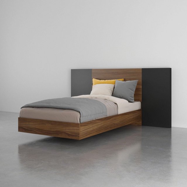 Ensemble de chambre à coucher simple 3 pièces Dusk, Noyer et Noir