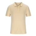 thumbnail image 3 of Men Casual Solid Turndown Pullover Button Short Sleeve Blouse Tops, 3 of 6