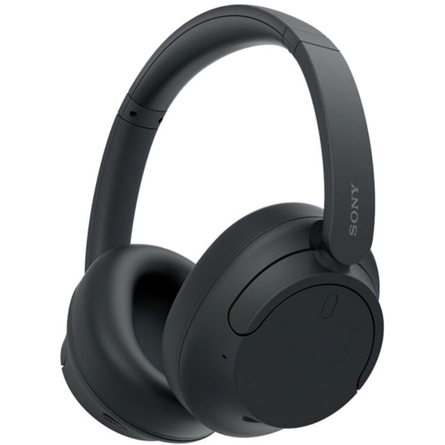 Sony WH-CH720N Wireless Noise Cancelling Headphone in matte black showing padded ear cups and adjustable headband in a 3/4 profile, designed for Bluetooth connectivity, advanced noise cancellation, and all-day comfort.