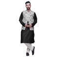 thumbnail image 1 of Atasi Indian Long Kurta Men Solid Kurta Pajama With Printed Nehru Jacket Set, 1 of 1