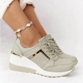 thumbnail image 4 of XIAQUJ Espadrilles Décontractées pour Femmes d'Été à Lacets à Bout Rond Respirantes à Plateforme Espadrilles Mode pour Femmes Beige 8(39), 4 of 4
