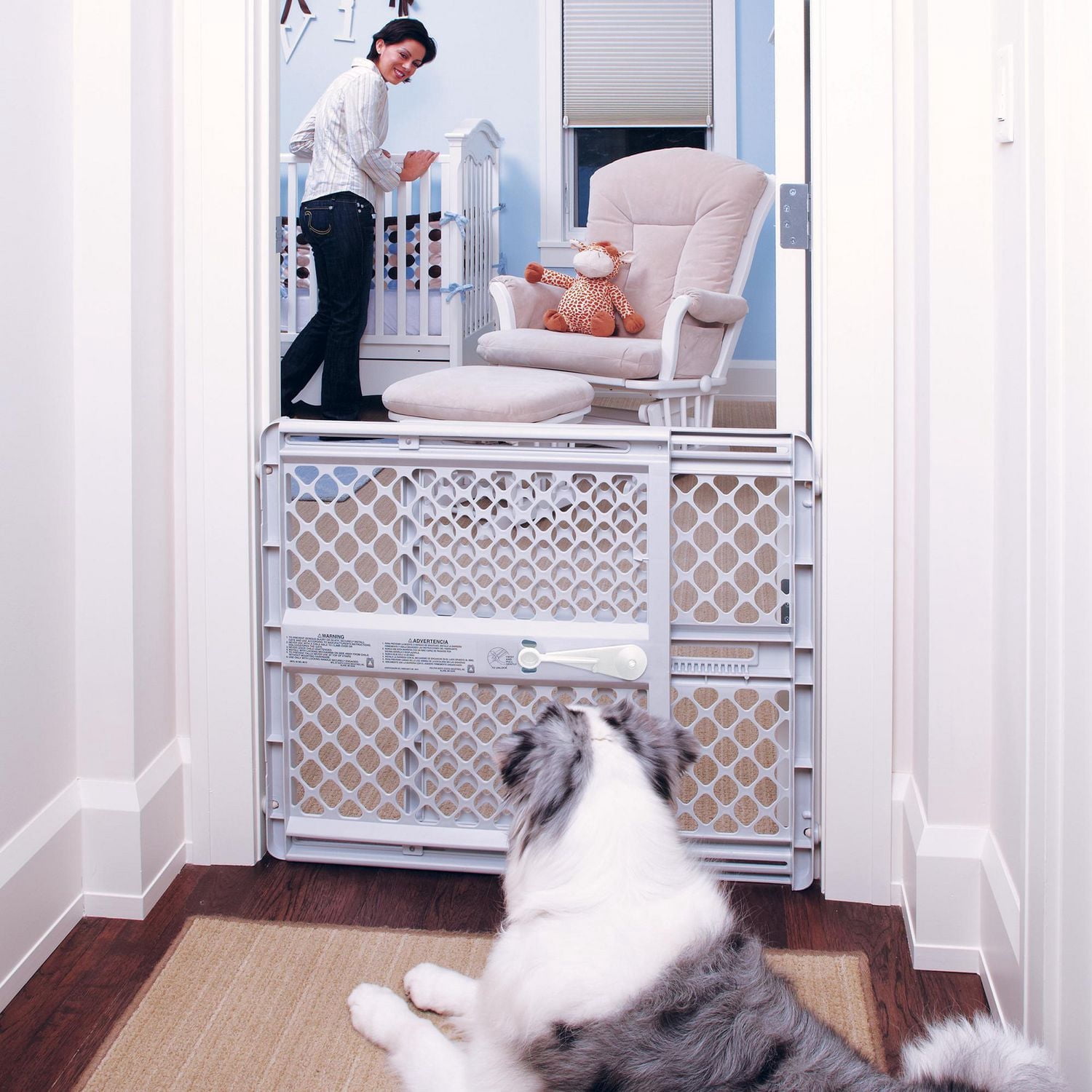 North States Pressure or Hardware-Mount Plastic Supergate Classic Baby or Pet Gate - Light Grey