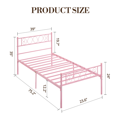 thumbnail image 2 of Metal Twin Size Bed Frame with Headboard & Footboard, Black/Pink Twin Bed Platform with Under-Bed Storage, Heavy Duty Metal Slats Support, No Box Spring Needed, Easy Assembly, 2 of 7