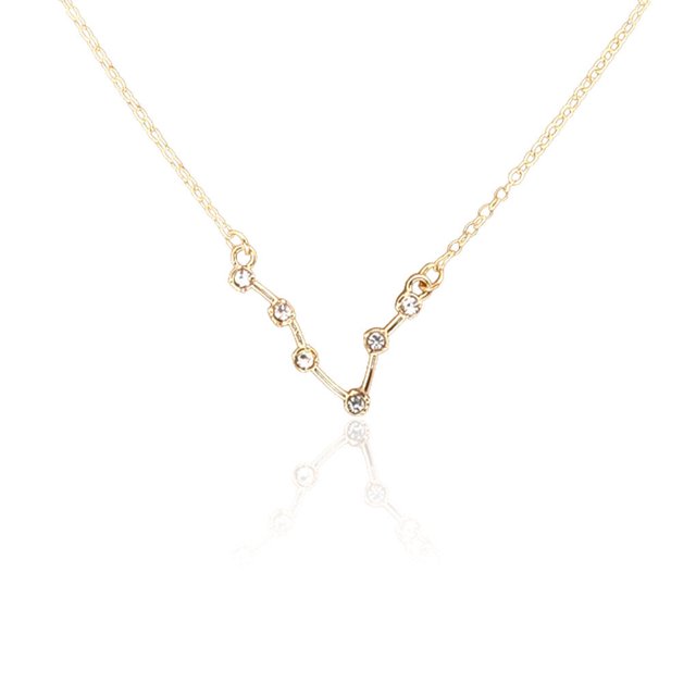 pitrice Ins Constellations Theme Friendship Necklace Rhinestone Comfortable Delicate with Display Card Pendant for Lover Festival Gifts Pisces gold