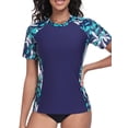 thumbnail image 1 of Charmo Color Blocked Swimsuit Tops for Womens Sun Protection UPF 50+ Rash Guard Quick Dry Running Swim Shirts, 1 of 8