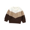thumbnail image 1 of Faithtur Baby Knit Sweaters Cute Long Sleeve Round Neck Contrast Color Pullover Tops Toddler Sweatshirts, 1 of 9