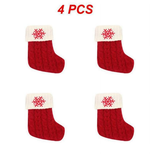1~8PCS New Year Christmas Socks Red Snowflake Alphabet Letters Christmas knitting Stocking Christmas Tree Decoration For Home