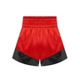 thumbnail image 4 of Xnihocha Unisex Kids Satin Boxing Shorts Metallic Color Block Boxer Kickboxing Muay Thai Training Trunks Red&Black 12, 4 of 5