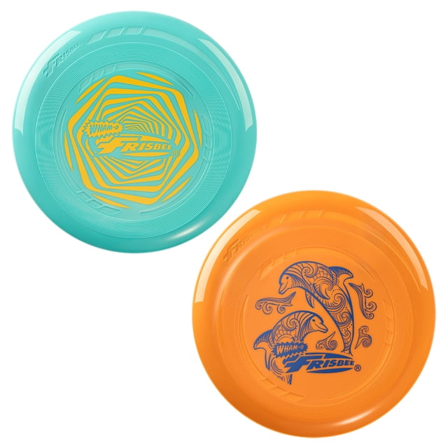 Wham-O Frisbee Go 2 Pack Flying Disc, 9 Inch Lightweight Toy Set for Beginners Outdoor Beach Park Backyard Game - 70g