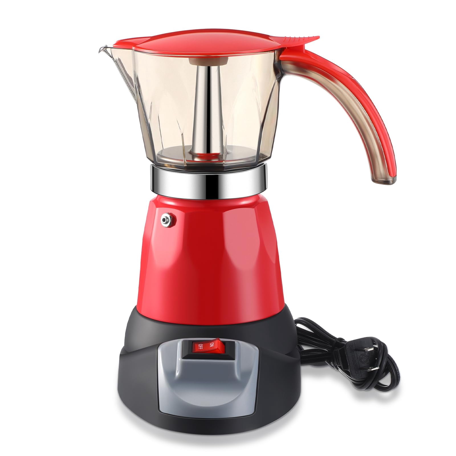 Lemosae Electric Espresso Maker Transparent Coffee Maker Electric Moka Pot Portable Aluminum Espresso Machine Italian Moka Pot wi
