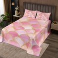 thumbnail image 2 of Pink Marble Quilt Set Metallic Stone Pattern Bedspread Set Gold Glitter Coverlet Set Abstract Marbling Texture Bed Set For Girls Kids Teens Twin Size,Pink, 2 of 5