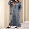thumbnail image 1 of Gspmoly Robes Grande Taille pour Femmes aux Formes, Mode pour Femmes Col Rond Hiver Chaud Couleur Manches Longues Poche Longue Robe Robes Formelles pour Femmes jusqu'à 70 % de Rabais, 1 of 6