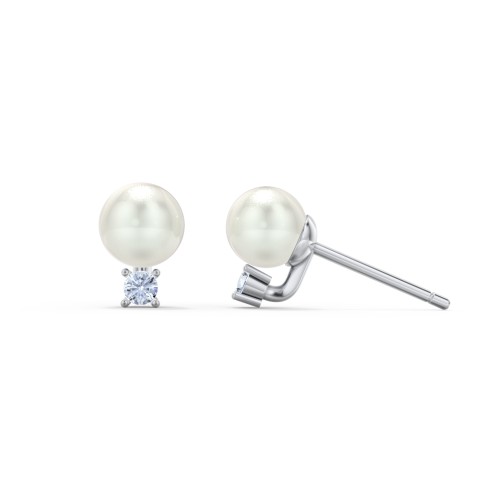 Freshwater Pearl with Birthstone Stud Earrings
