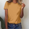 thumbnail image 2 of Yuyuzo Chemises d'Été pour Femmes Col Rond Manches Courtes Tee Tops Blouses Amples Unies, 2 of 5