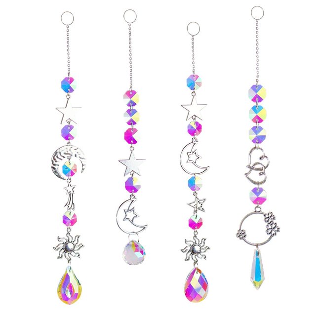 pitrice Crystal Wind Chime Hanging Sparkling Handmade Prisms Pendant A