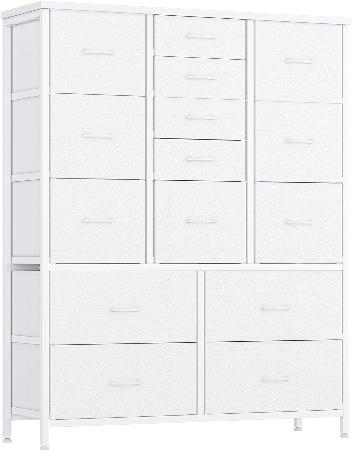 Tall Dresser for Bedroom with 15 Drawers, Chest of Drawers with Fabric Bins, Clothing Storage Organizer, Fabric Closet Dresser for Living Room
