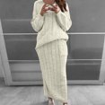 thumbnail image 2 of Yuyuzo Ensembles de Chandails pour Femmes Col Ras du Cou Manches Longues Chandails à Enfiler avec Jupes Longues Tricot Torsadé Ensembles 2 Pcs, 2 of 5