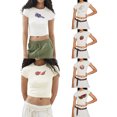 thumbnail image 3 of Gupgi Hauts Courts pour Femmes à Manches Courtes, Col Ras du Cou, Imprimé de Fruits, T-Shirts pour Bébé, T-Shirts pour Adolescentes, Été, Tendance, Coupe Ajustée, 3 of 8