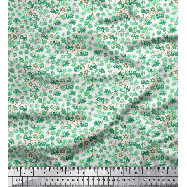 Soimoi Velvet Fabric Floral Shirting Print Sewing Fabric Yard 58 Inch Wide