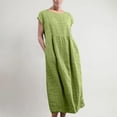 thumbnail image 1 of Robe Longue Maxi Sans Manches à Col Rond pour Femme, en Lin, Ample et Décontractée, Style Caftan, avec Poches, 1 of 6