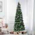 thumbnail image 1 of Gymax Crayon Floqué Neige 7,5 Pieds Arbre de Noël Aiguilles Classiques Réalistes en PVC, 1 of 10