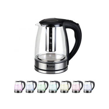 Electric Tea Kettle for Boiling Water, Glass Electric Kettle with Stainless Steel Filter, 1.8L/1200W, Hot Water Boiler, One Button to Shut Off, Black