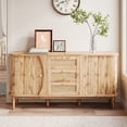 thumbnail image 1 of Noble House Rattan Sideboard Dresser, Sliding Door Cabinet with Adjustable Shelves & Rounded Top,Storage Cabinet,Light Wood, 1 of 15