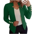 thumbnail image 1 of BiZtdJrK Spring Savings! Womens Business Casual Outfits Button Trims Long Sleeve Lapel Blazers Open Front Solid Color Fall Suits Jackets Green XL, 1 of 6