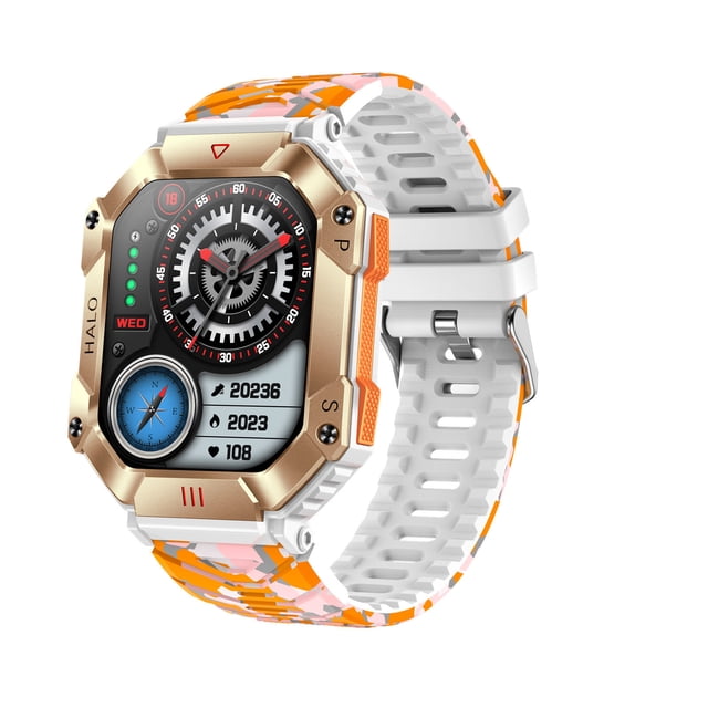 Montre Décontractée à Trois Protections avec Appel Bluetooth, Boussole Extérieure, Véritable Aiguille Barométrique et Surveillance. 0 Pouces
