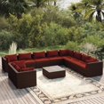 thumbnail image 1 of vidaXL Ensemble de Salon de Jardin 11 Pcs avec Coussins en Rotin Poly Brun, 1 of 5