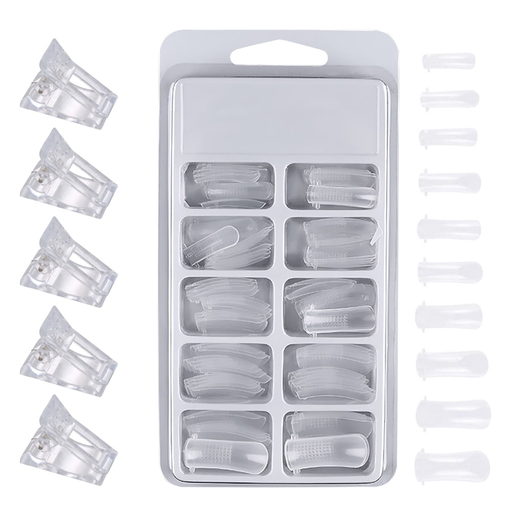 Ensemble d'Extension d'Ongles 100 Pcs Faux Ongles en Cristal 5 Pcs Pinces d'Extension Outils de Manucure