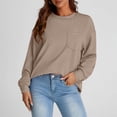 thumbnail image 2 of Chandail en Molleton Ultra Doux Texturé pour Femmes Col Rond Manches Longues Tuniques Blouses avec Poches Confort Décontracté Athlétique Chandail Blouses Tenues Automne Hiver, 2 of 7