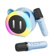 thumbnail image 4 of Machine de Karaoké avec 2 Microphones Sans Fil, Microphone BT et Haut-Parleur, Ensemble KTV avec Effets Lumineux RVB, Micro Portatif à Main, Système de Karaoké Portable Rechargeable pour Fête à la Maison, 4 of 6