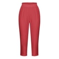 thumbnail image 5 of Yuyuzo Womens Plus Size Capris High Waisted Straight Leg Solid Color Bottom Capri Pants for Women 3/4 Slacks, 5 of 5