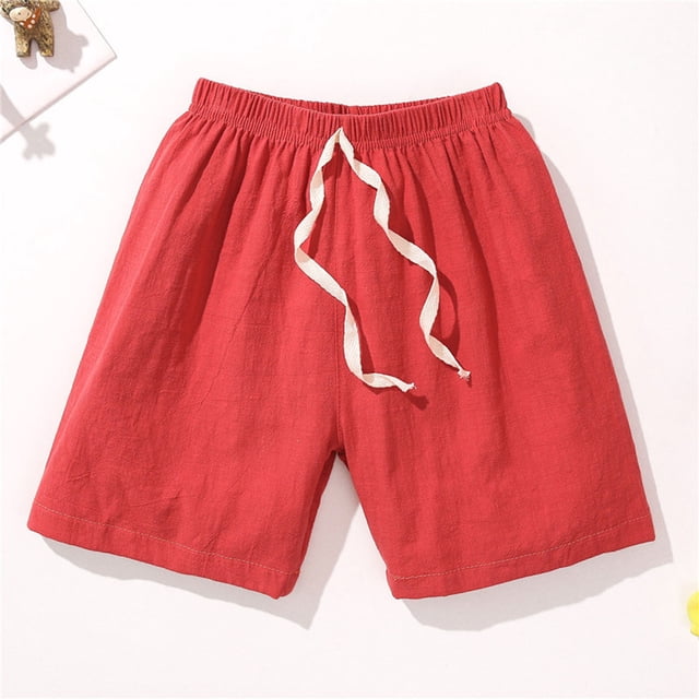 Shorts Garçon Tout-Petit Rouges Taille Élastique Jogger Tenue d'Été Bébé Garçon Shorts Garçons Taille 5-6 Ans