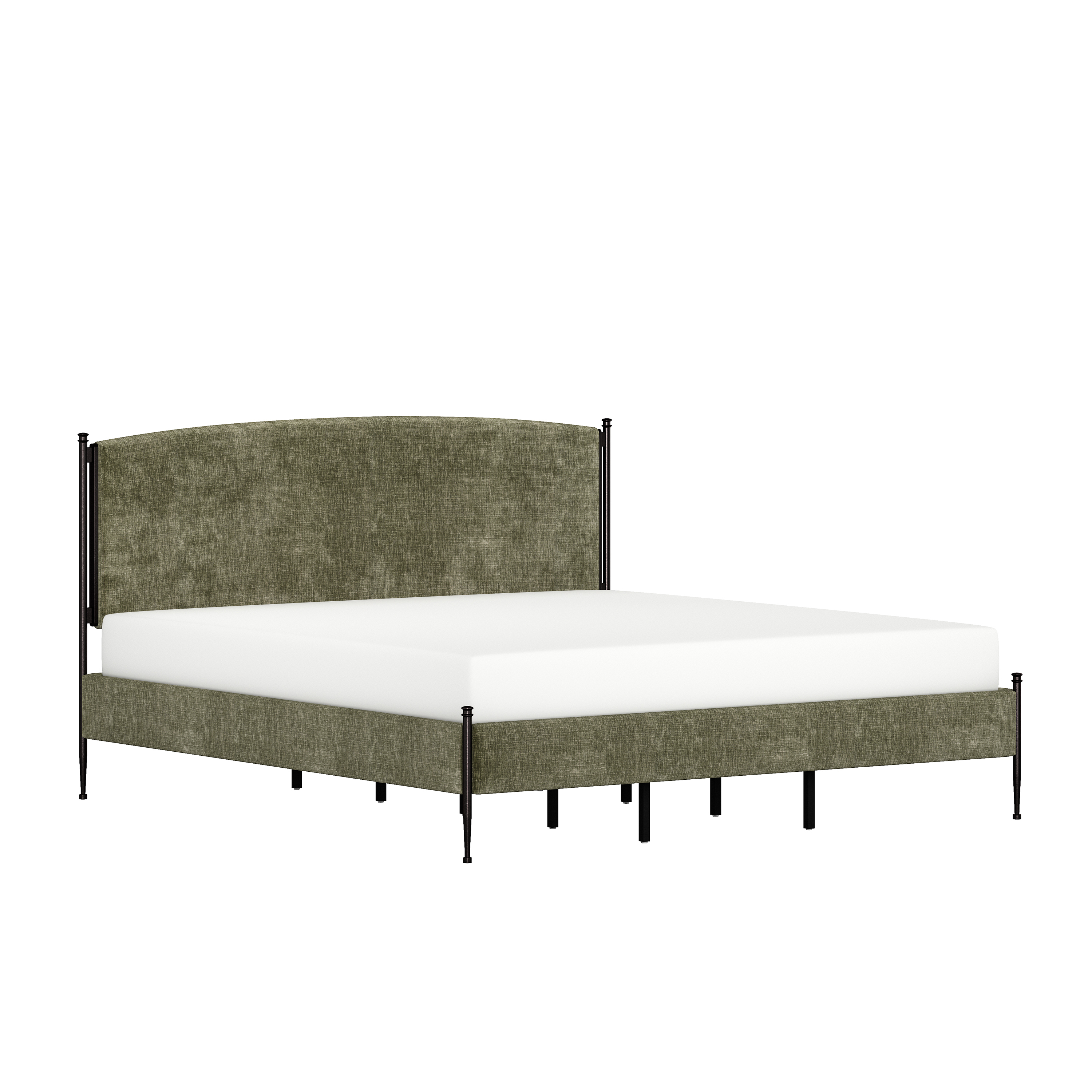 Better Homes & Gardens Ambrose Upholstered King Bed, Forest Velvet and Forged Iron