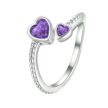 EGNMCR Bague Ajustable Pierre de Naissance Bague pour Couple Cœur Constellations Bijoux d'Anniversaire une Bague