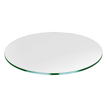 Dulles Glass Dessus de Table en Verre Trempé Rond de 34 Pouces 3/8 Pouces avec Bords Biseautés