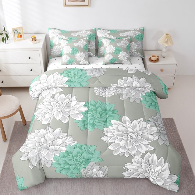 YST Ensemble de Douillette Aztec Dahlia, 7 Pcs, Thème Floral, Très Grand Lit
