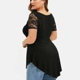 thumbnail image 1 of Leutsin Plus Size Women Solid Floral Lace O-Neck Asymmetric Three Quarter Plus Size Plus Size Tops Blouse, 1 of 7