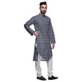 thumbnail image 2 of Atasi Button Down Asymmetric Printed Long Sleeve Rayon Kurta Pyjama Set, 2 of 4