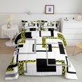 thumbnail image 2 of YST Black White Striped 7 Pcs Comforter Set King,Gold Leopard Pattern Bed in A Bag,Geometric Bedding Sets,Modern Square Reversible Bed Sets with Flat Fitted Sheet,Pillow Shams, 2 of 5