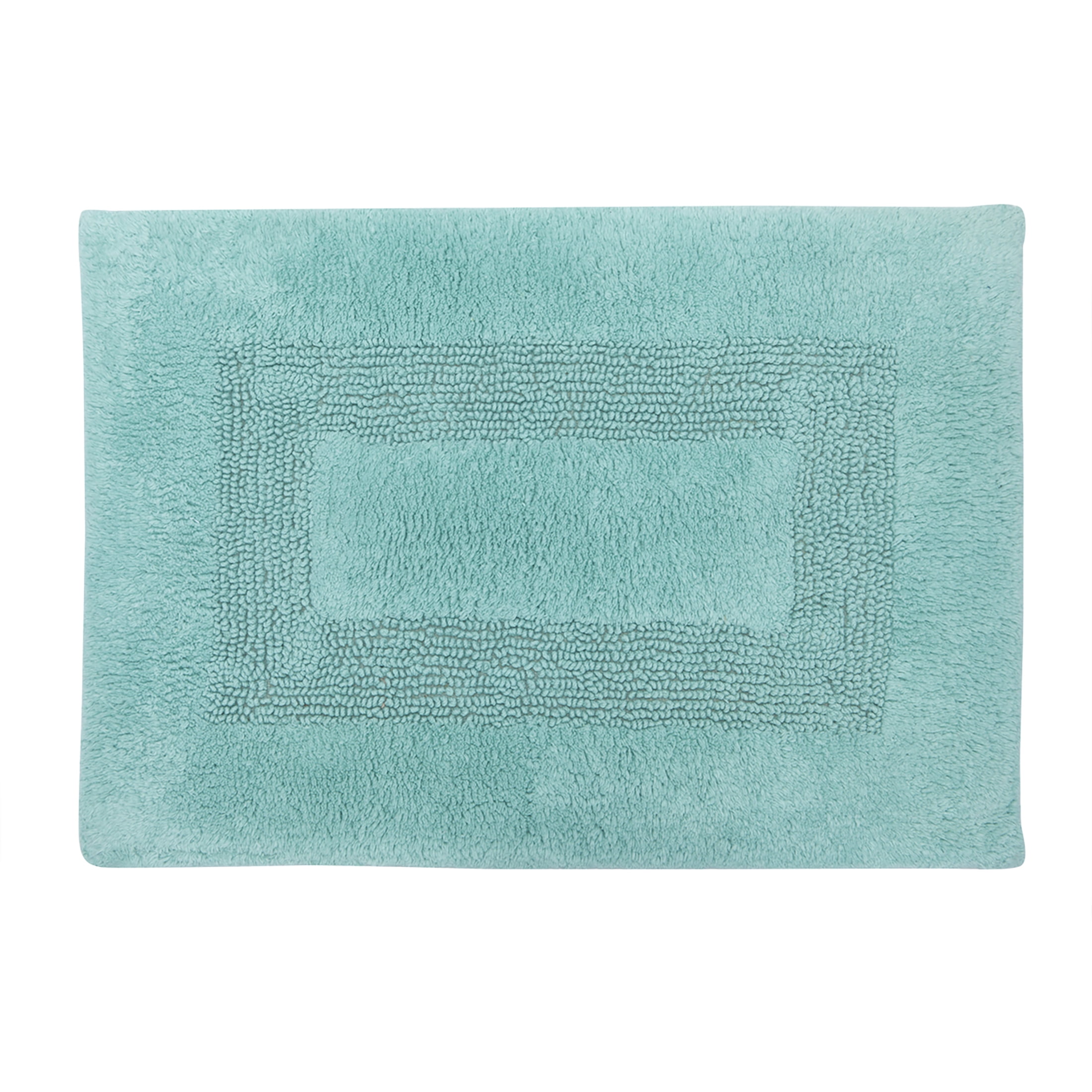 Mainstays Racetrack 100% Cotton Teal Bath Rug, 17" x 24"