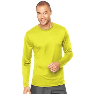 Hanes Cool DRI Performance Men`s Long-Sleeve T-Shirt - Best-Seller, S, Safety