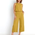 thumbnail image 3 of Birdeem Ensemble Mode Femme 2 Pcs Blouse Sans Manches Col Rond + Pantalons à Poches Amples, 3 of 7