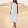 thumbnail image 2 of Kaemgyyd Robes à Col Licou pour Femmes Été Sans Manches Robe d'Été Décontractée Plage Vacances Fluide Bohème Mi-Longue avec Poches, 2 of 7