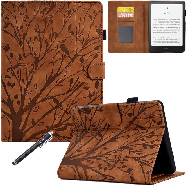 GSFY Case for All-new 7" Kindle Paperwhite 12th Gen 2024 & Kindle Colorsoft Signature Edition 2024, PU Leather Protective Smart Shell Flip Stand Cover with Card Slots Auto Sleep/Wake, Brown