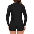 thumbnail image 4 of Penkiiy Women's Long Sleeve Sun Protection Rash Guard Wetsuit Two Piece Swimsuit Set M Black, 4 of 4