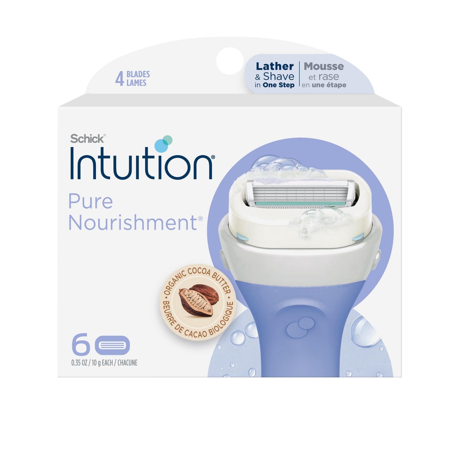 Cartouches de lames Schick Intuition Pure Nourishment avec lait de noix de coco et huile d’amande douce