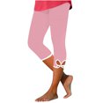 thumbnail image 1 of Pantalon Court pour Femmes Pantalon Évasé Court Jambe Découpée Femmes Taille Capris en Polyester Pantalons Grande Taille Pantalons Capris pour Dames Style C-359 Roses TG, 1 of 1